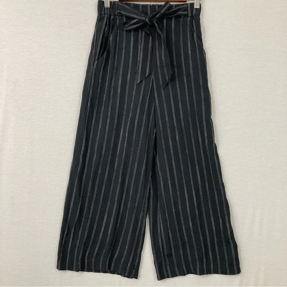 Aritzia Wilfred Faun Black Stripe Wide Leg Crop Pants size Small - Picture 11 of 13